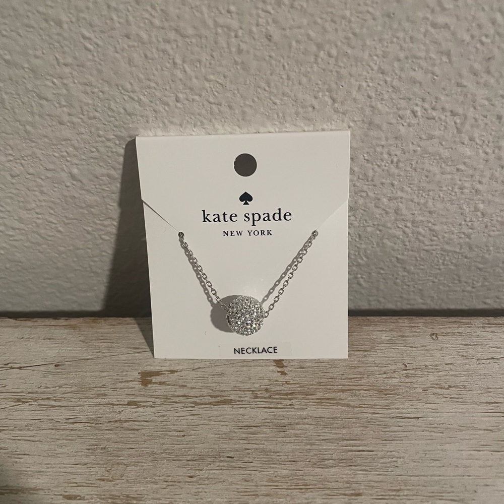 Kate Spade Silver Pave Round Pendant Necklace